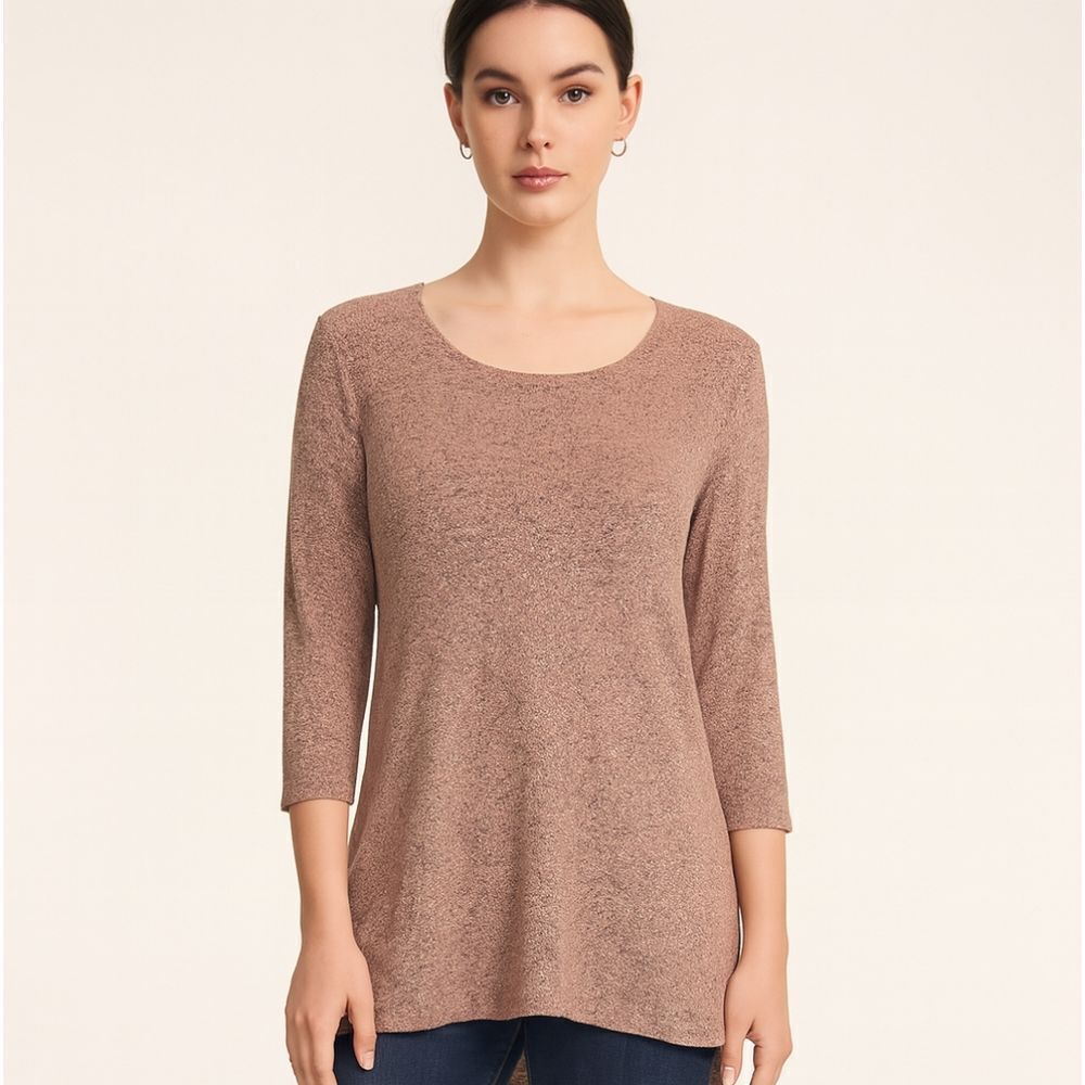 Slinky Brand Ladies Rose Gold Metallic Knit Tunic Size XS